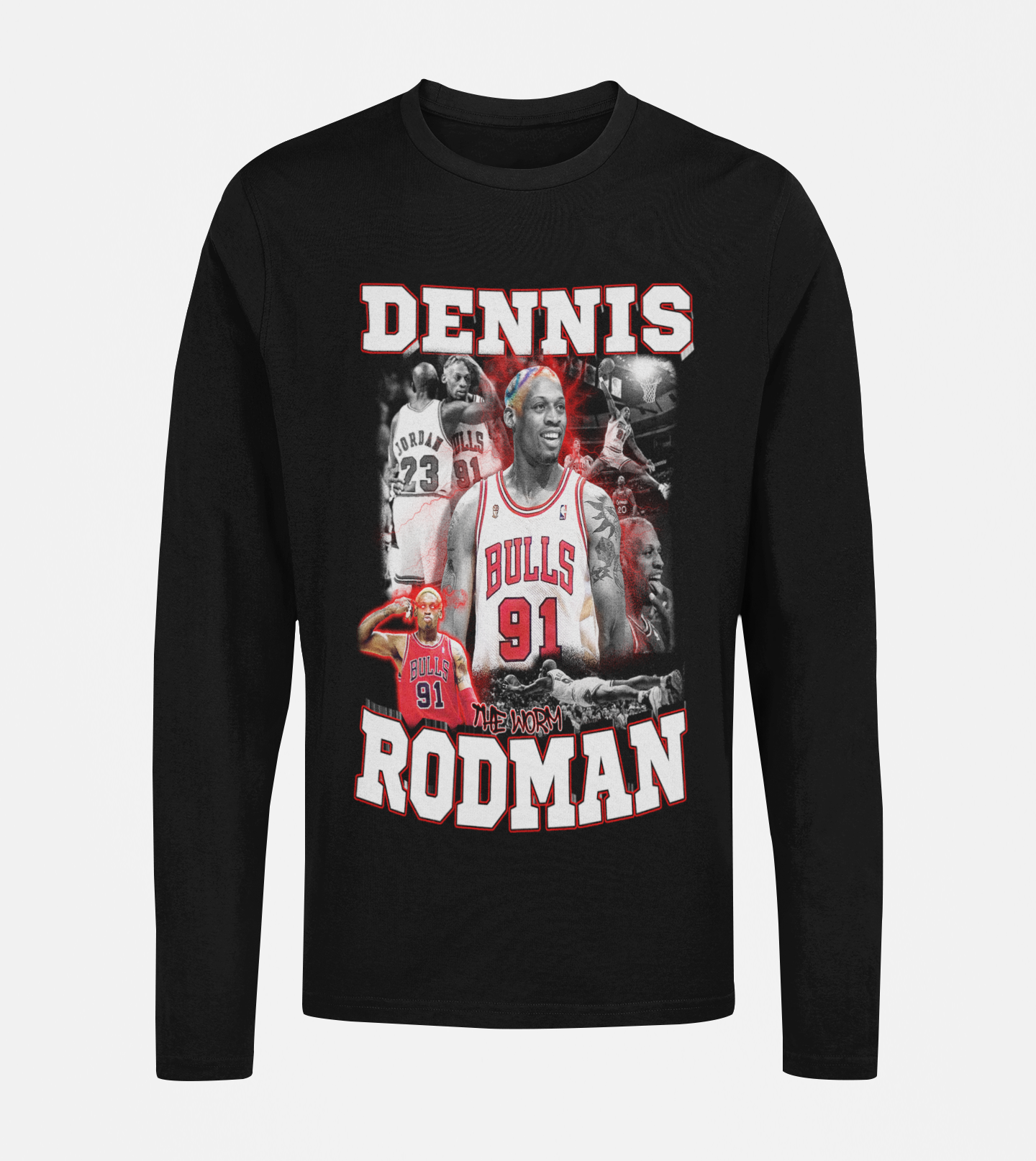 Dennis Rodman 91 Bulls T-Shirt Dennis Rodman Black Shirt Dennis Rodman Fans  Gi